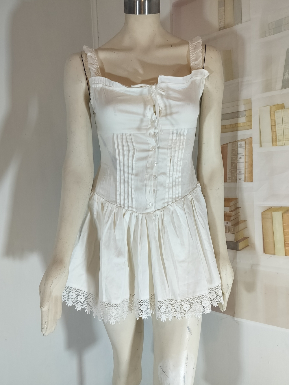 Forever 21 White Lace-Trim Mini Dress